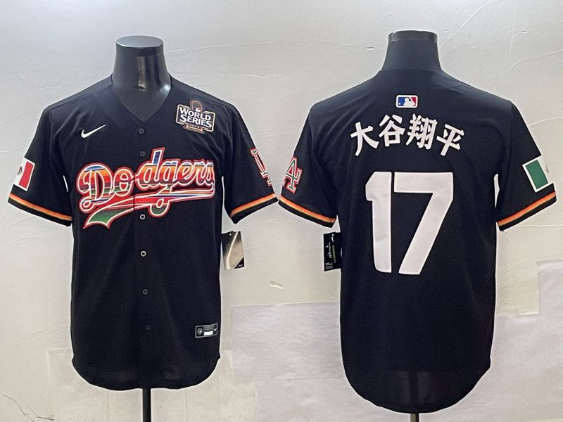 Men Los Angeles Dodgers #17 Ohtani Black rainbow 2025 Nike MLB Jersey style 4156